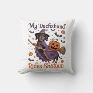My Dachshund Rides Shotgun Cushion