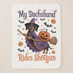 My Dachshund Rides Shotgun Sherpa Blanket
