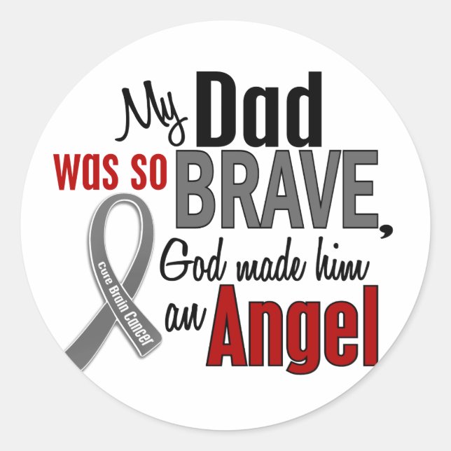 My Dad Is An Angel 1 Brain Cancer Classic Round Sticker (Front)