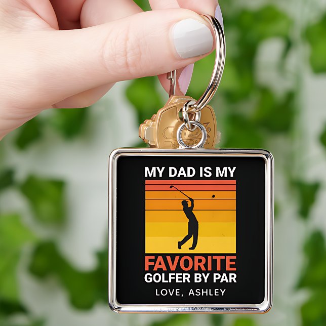 My Dad Is My Favourite Golfer By Par Custom Name Key Ring (Creator Uploaded)
