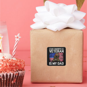 My Dad Is My Favourite Veteran Military Father Gif Square Sticker