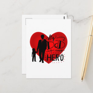 My Dad is My Hero: Heartfelt Tribute Silhouette w Postcard