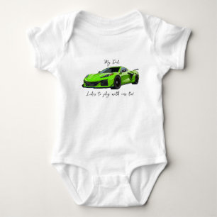 My Dad likes to play with Corvettes C8 Lime Green Baby Bodysuit