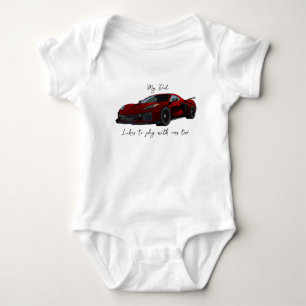 My Dad likes to play with Corvettes C8 Red Baby Bodysuit