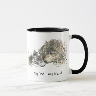 My Dad ...my Friend Watercolor Wolf Art Mug