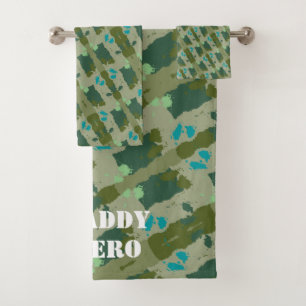 my dad my hero green wallpaper bath towel set