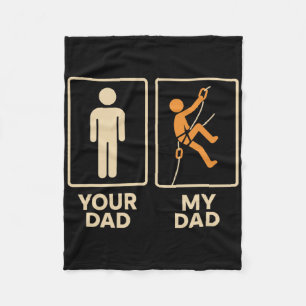 My Dad Rock Climbing Climber Daughter Son Father's Fleece Blanket