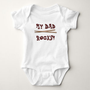 My Dad Rocks Drumsticks for Drummer Father Baby Bodysuit