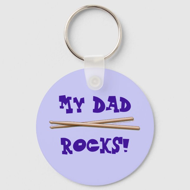 My Dad Rocks Drumsticks for Drummer Father Key Ring (Front)