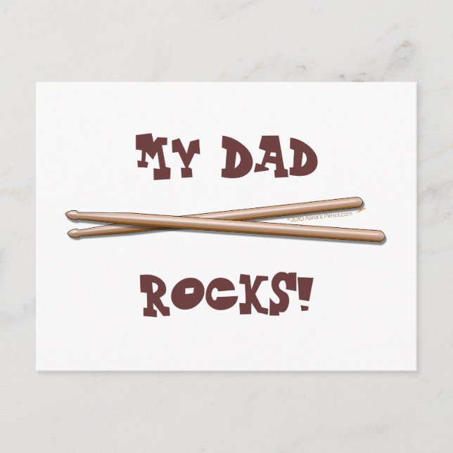 My Dad Rocks Drumsticks for Drummer Father Postcard (Front)