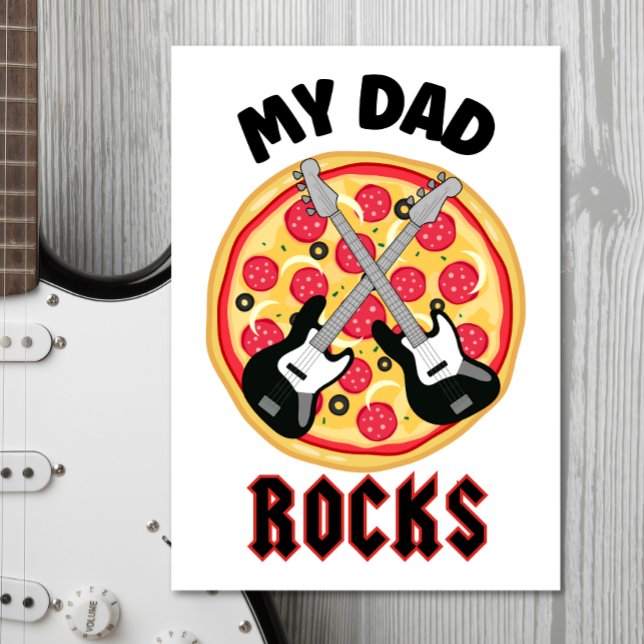 My Dad Rocks funny pizza Father's Day Dad joke pun Holiday Card (Creator Uploaded)