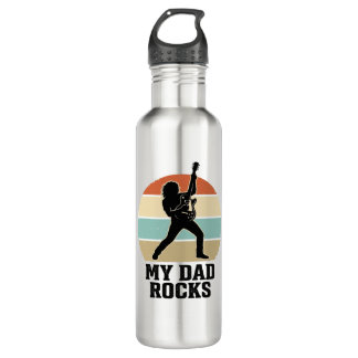 My Dad Rocks Vintage Guitar Sunset Shirt Design_1 710 Ml Water Bottle