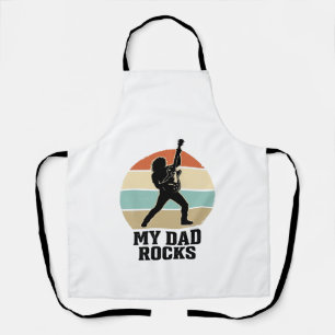 My Dad Rocks Vintage Guitar Sunset Shirt Design_1 Apron