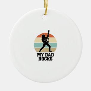 My Dad Rocks Vintage Guitar Sunset Shirt Design_1 Ceramic Ornament