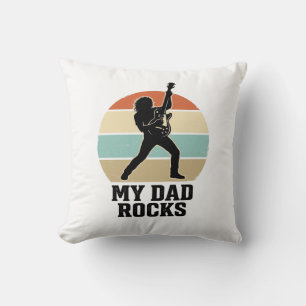 My Dad Rocks Vintage Guitar Sunset Shirt Design_1 Cushion