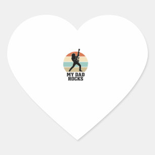 My Dad Rocks Vintage Guitar Sunset Shirt Design_1 Heart Sticker