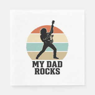 My Dad Rocks Vintage Guitar Sunset Shirt Design_1 Napkin