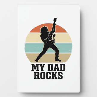 My Dad Rocks Vintage Guitar Sunset Shirt Design_1 Plaque