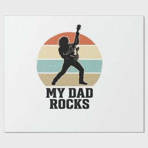 My Dad Rocks Vintage Guitar Sunset Shirt Design_1 Wrapping Paper
