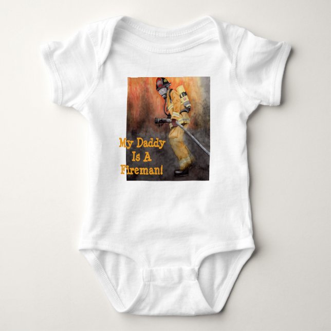 My Daddy Is A Fireman Organic Baby One Piece Gift Baby Bodysuit (Front)