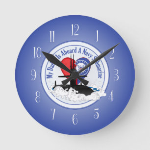 My Daddy Is Aboard A Submarine Round Clock