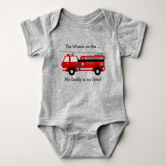 My Daddy is my Hero Firefighter Baby Bodysuit (Front)