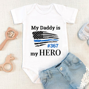 My Daddy is My Hero Thin Blue Line Police Baby Bodysuit