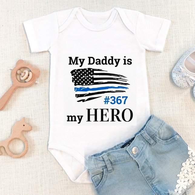 My Daddy is My Hero Thin Blue Line Police Baby Bodysuit (Creator Uploaded)