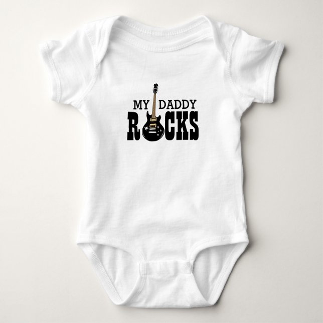 "My Daddy Rocks!" with electric guitar Baby Bodysu Baby Bodysuit (Front)