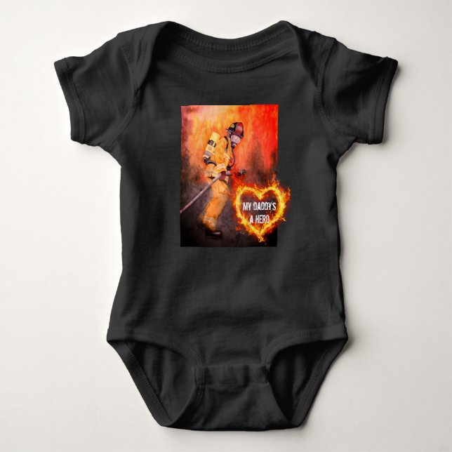 My Daddy's a Hero Fireman Baby Outfit Bodysuit (Front)