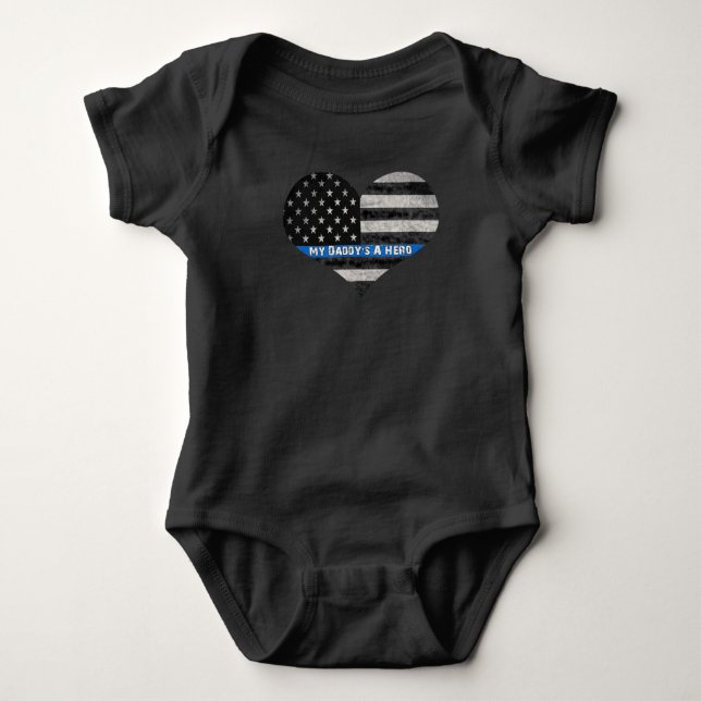 My Daddy's A Hero Thin Blue Line Infant Bodysuit (Front)