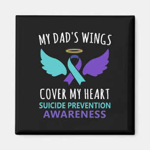 My Dad's Wings Cover Heart Suicide Awareness Ribbo Magnet