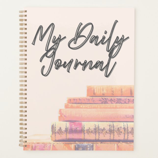 "My Daily Journal" | Vintage Books Stack & Cosy  Planner (Front)