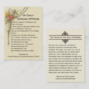 My Daily Morning Offering Prayer Floral Holy Card