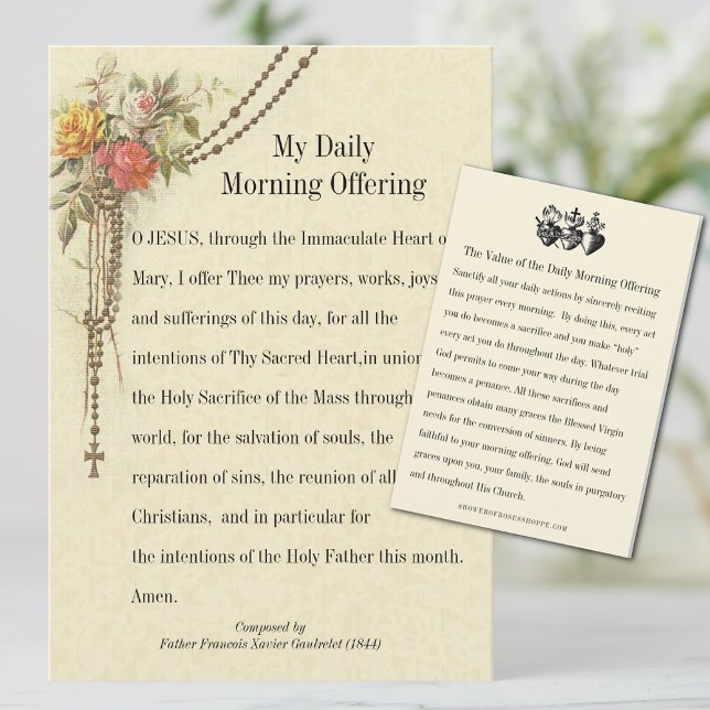 My Daily Morning Offering Prayer Floral Holy Card (Creator Uploaded)