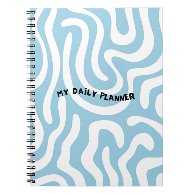 "My Daily Planner" Cover with Abstract Waves Notebook (Front)