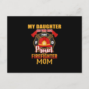 My Daughter Has Your Back Proud Firefighter Mum Holiday Postcard