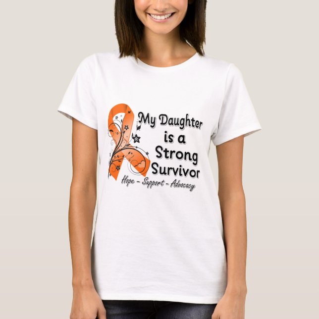 My Daughter is a Strong Survivor Orange Ribbon T-Shirt (Front)