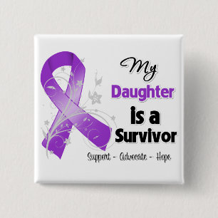 My Daughter is a Survivor Purple Ribbon 15 Cm Square Badge
