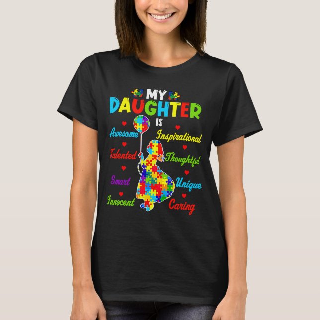 My Daughter Is Awesome Puzzle Autism Awareness Mon T-Shirt (Front)