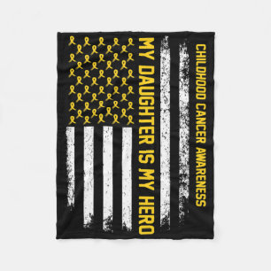 My Daughter Is My Hero Childhood Cancer Awareness Fleece Blanket