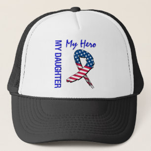 My Daughter My Hero Patriotic Grunge Ribbon Trucker Hat