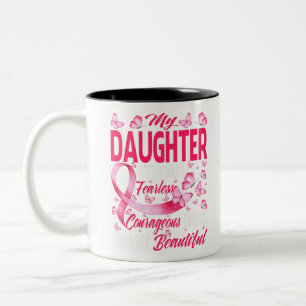 My Daughter Pink Ribbon Warrior Breat Cancer Two-Tone Coffee Mug