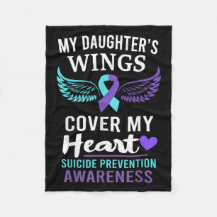 My Daughter's Wings Cover Heart Suicide Awareness  Fleece Blanket