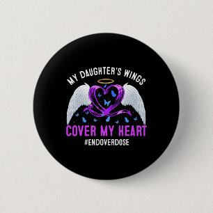 My Daughter's Wings Cover My Heart Purple Ribbon 1 6 Cm Round Badge