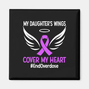My Daughter's Wings Cover My Heart Purple Ribbon Magnet