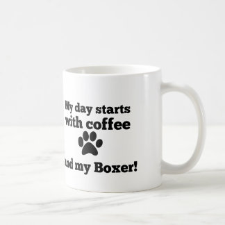 My day starts with coffee and my Boxer. Mug