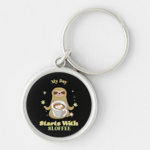 My Day Starts With Sloffee Key Ring