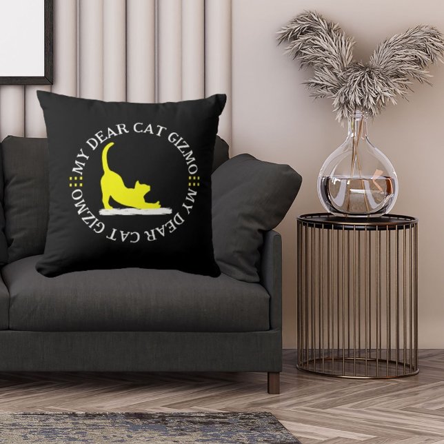 My Dear Cat Gizmo Funny Cute Cool Yellow Black Pet Cushion (Creator Uploaded)