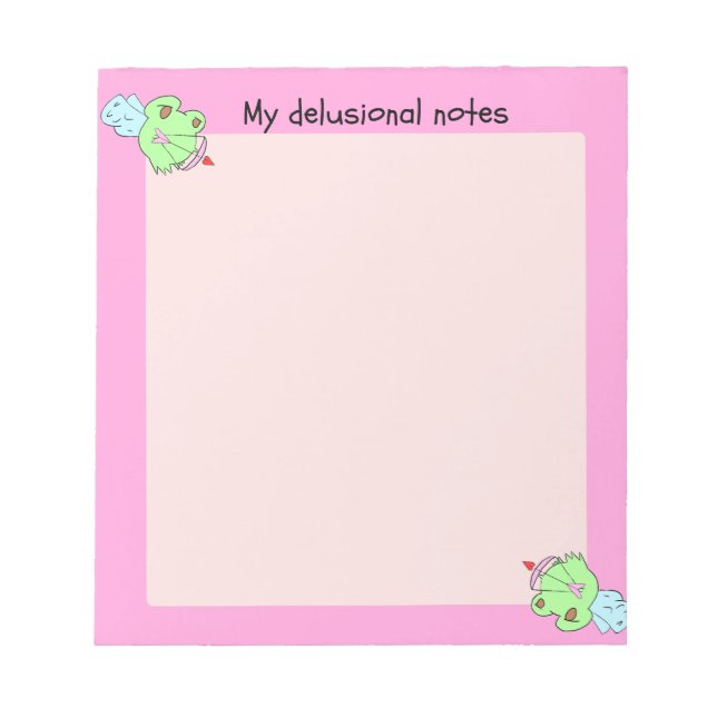 My delusional notes pink frog valentine notepad (Front)